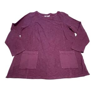 J.Jill Pure Jill Womens Organically Grown Cotton Tunic Plum Purple Size Large